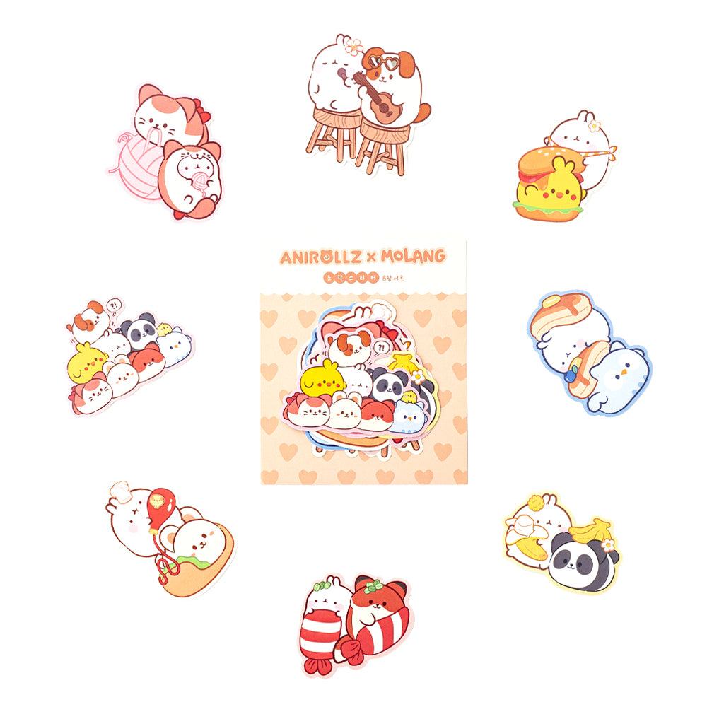 
            
                Load image into Gallery viewer, Anirollz x Molang 8pcs Sticker Set
            
        